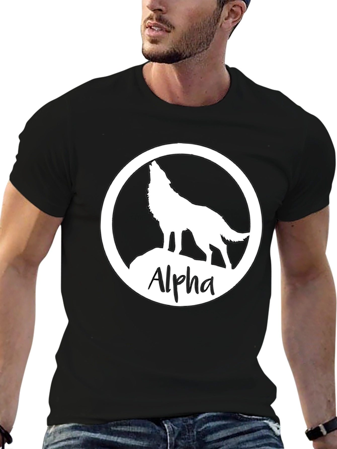 Alpha Wolf Graphic Tee - Black