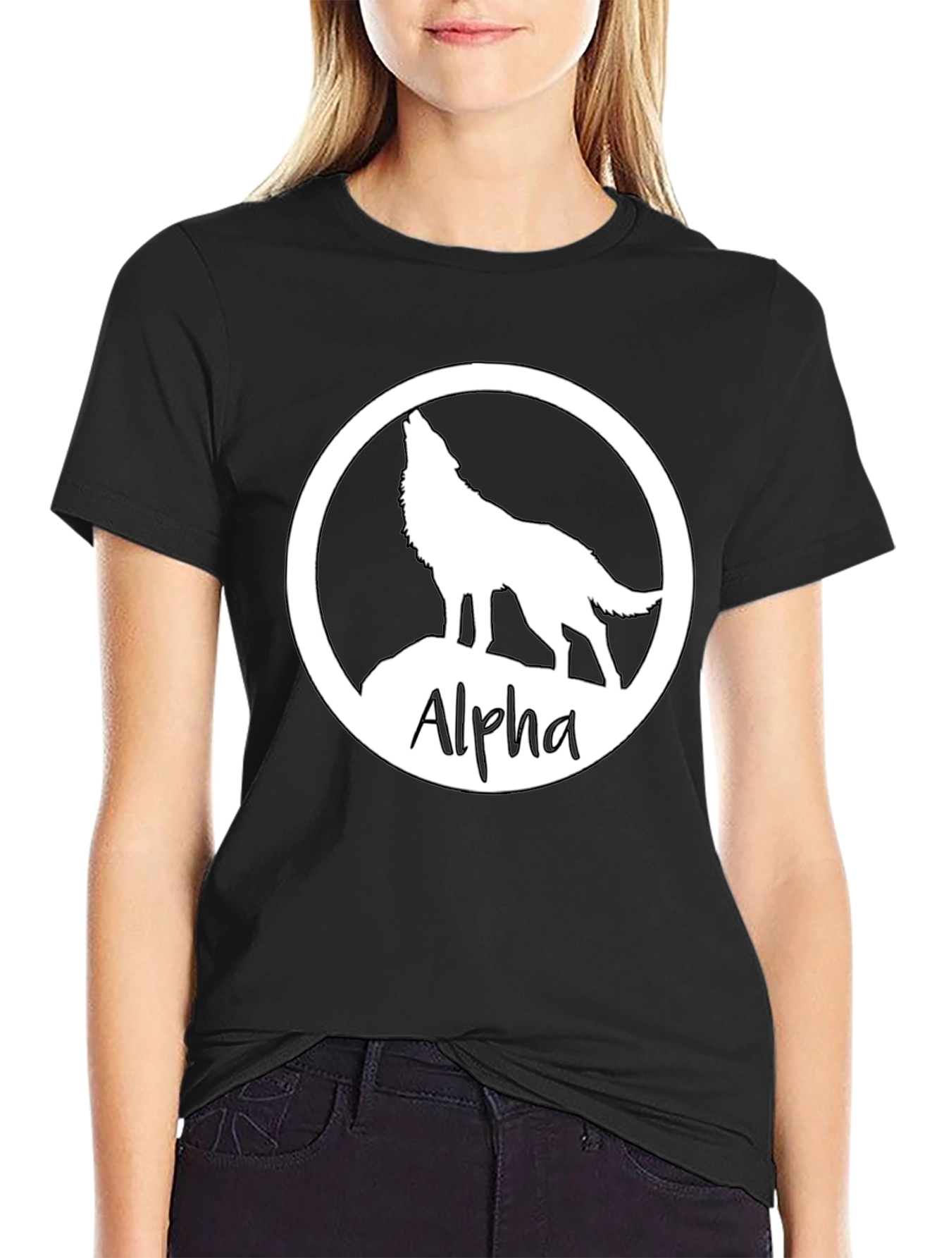 Alpha Wolf Graphic Tee - Black