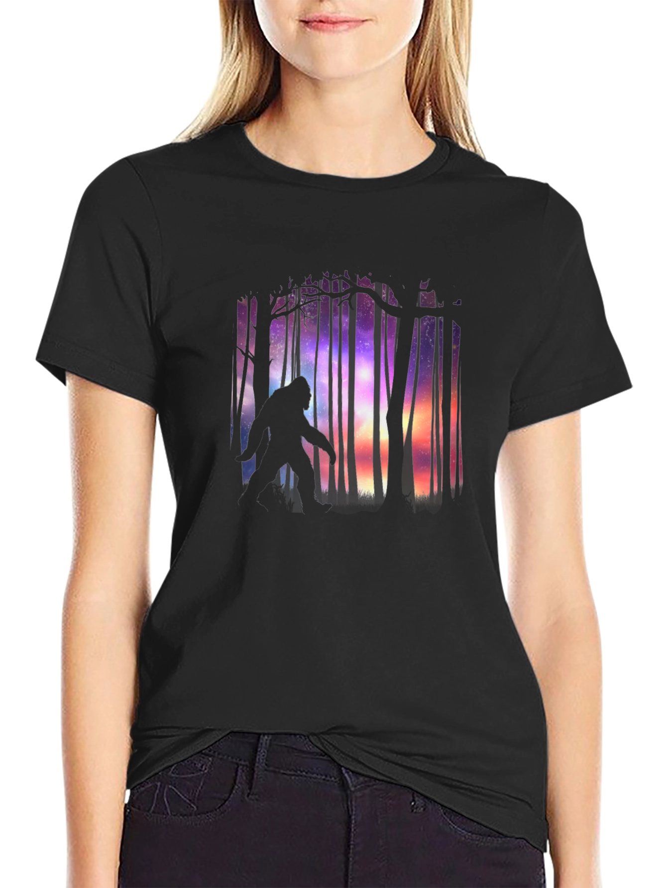 Bigfoot Forest Silhouette Graphic Tee