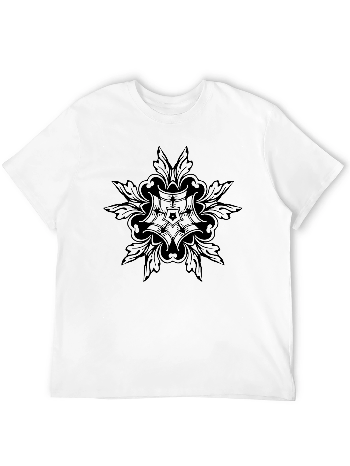 Black Ornamental Print T-Shirt