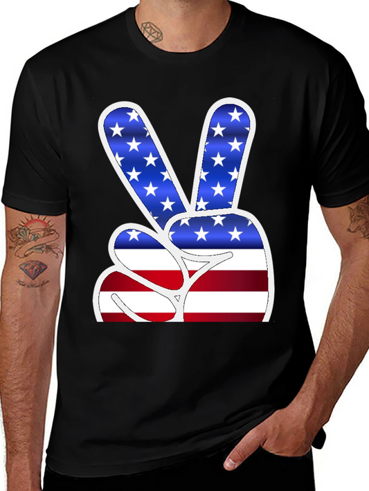 American Flag Peace Sign Graphic T-Shirt