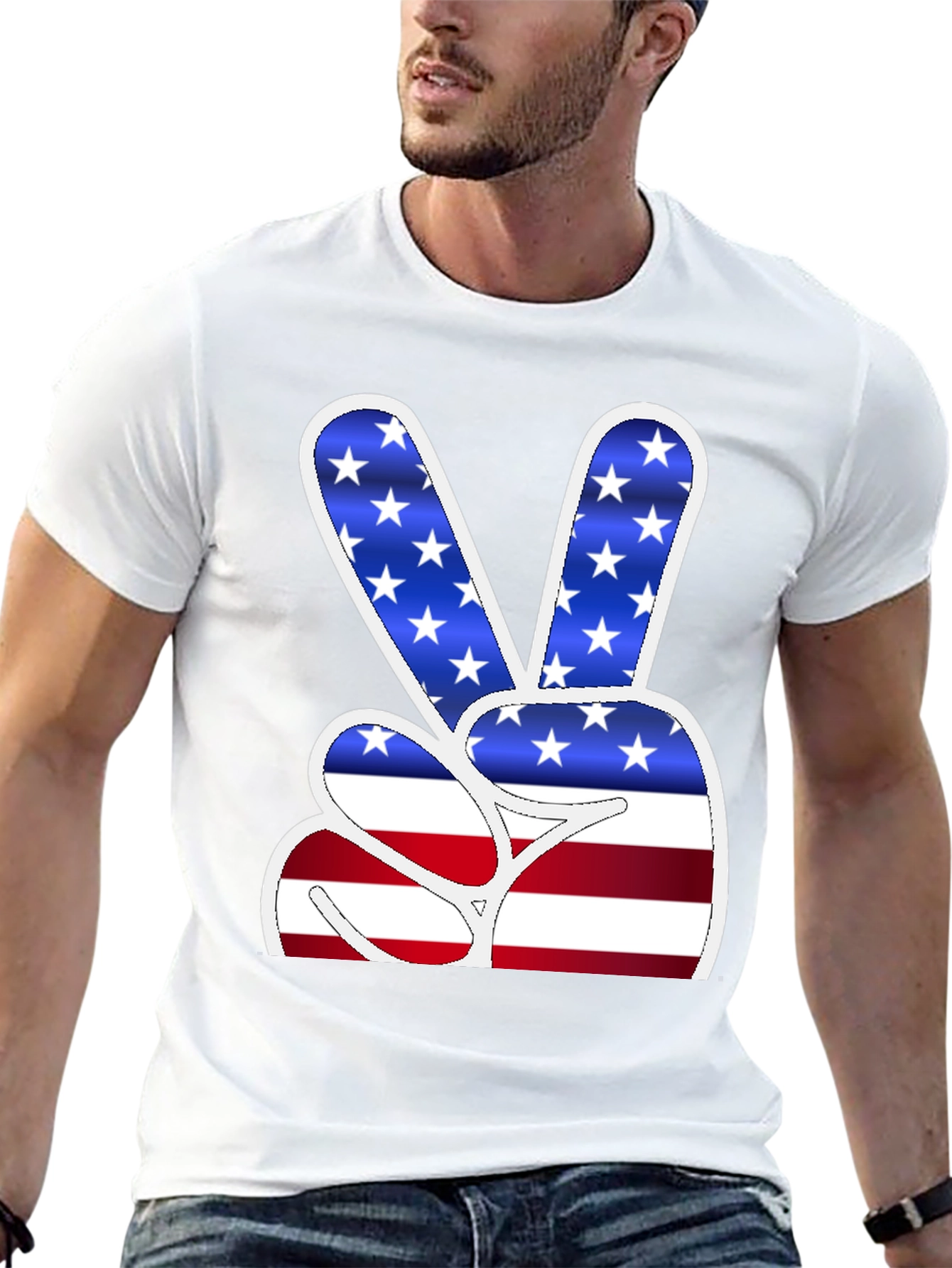 American Flag Peace Sign Graphic T-Shirt
