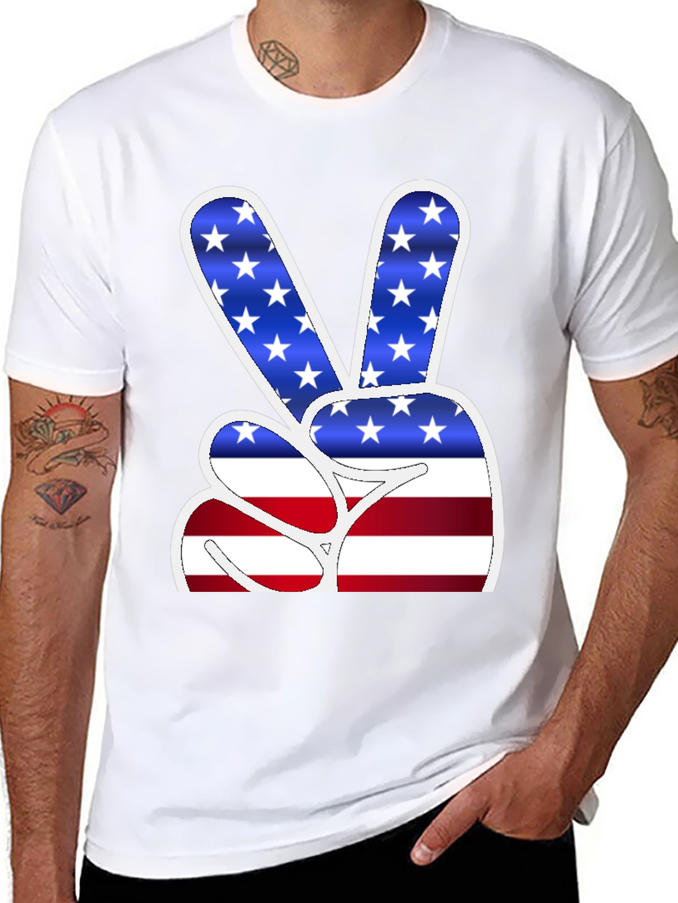 American Flag Peace Sign Graphic T-Shirt