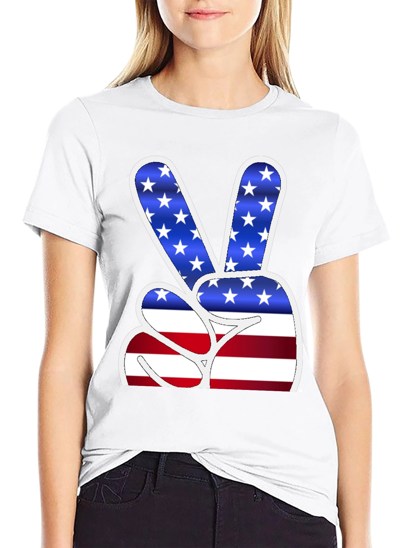 American Flag Peace Sign Graphic T-Shirt