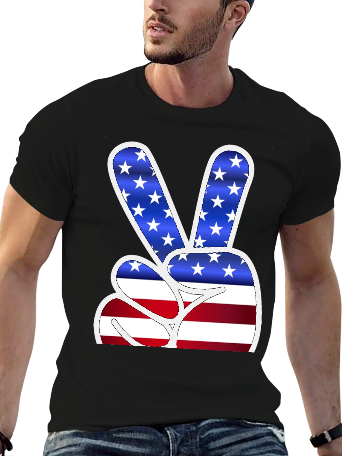 American Flag Peace Sign Graphic T-Shirt