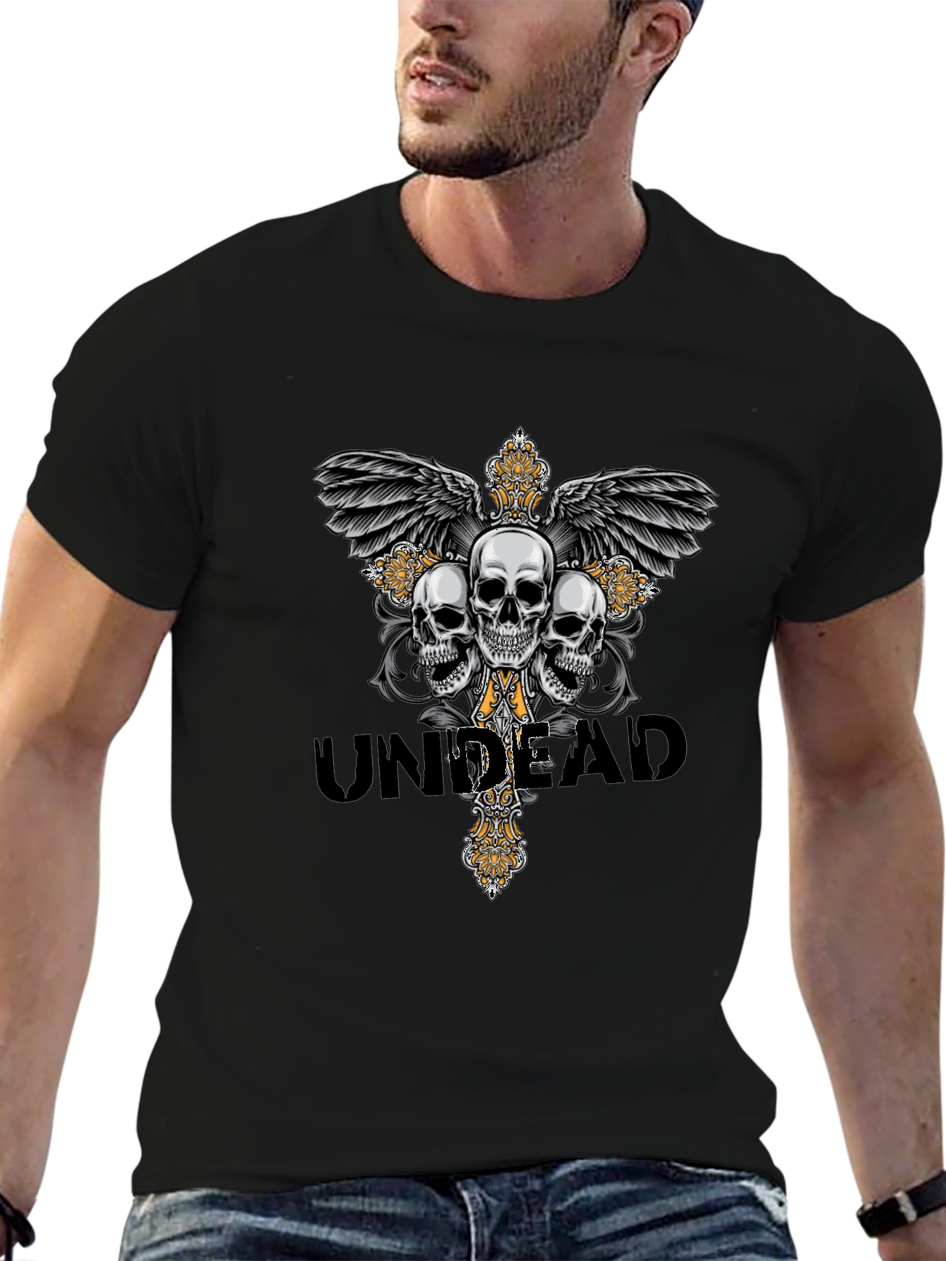 Undead Skull Graphic T-Shirt - Gothic Style
