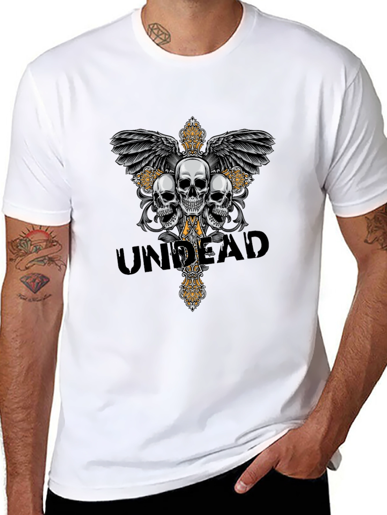 Undead Skull Graphic T-Shirt - Gothic Style