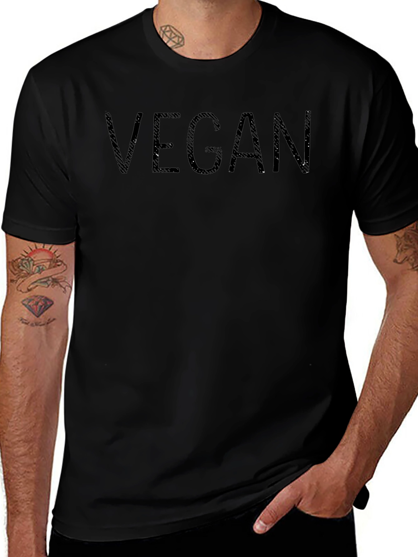 Vegan Statement Tee - Black Cotton Blend