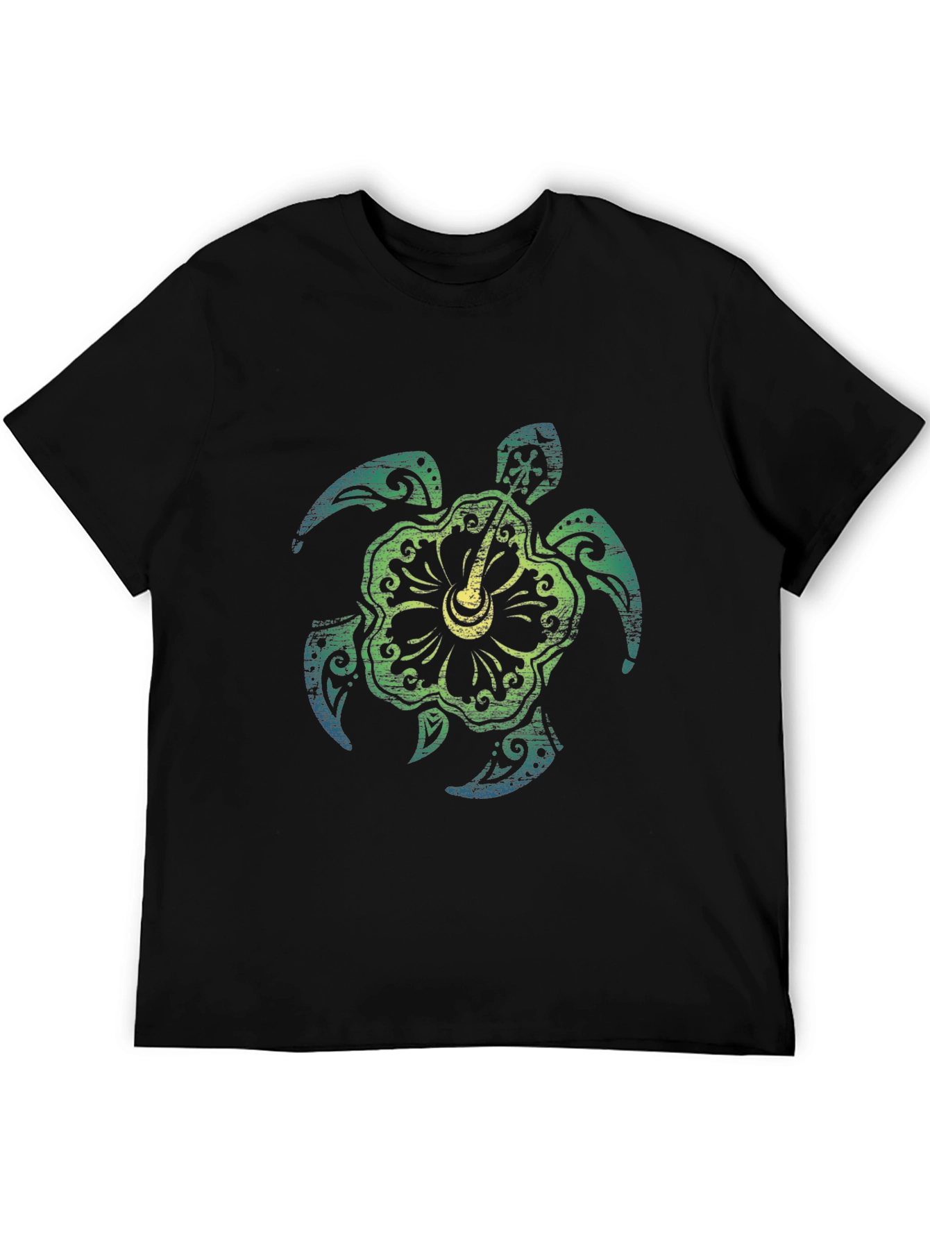 Turtle Hibiscus Graphic Tee - Black