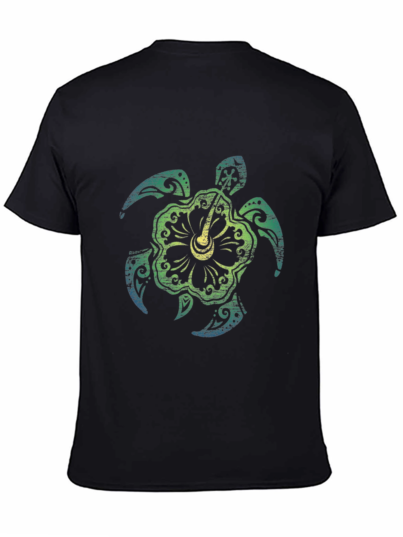 Turtle Hibiscus Graphic Tee - Black