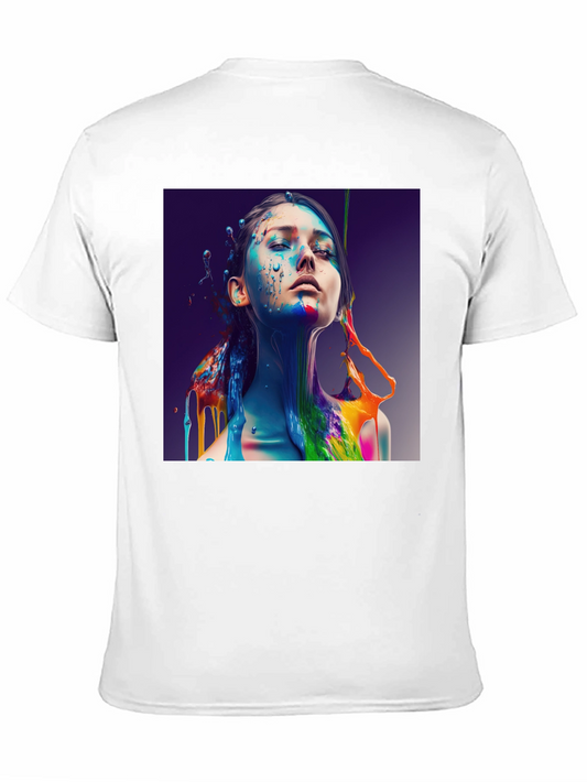 Artistic Paint Splatter Graphic Black T-Shirt