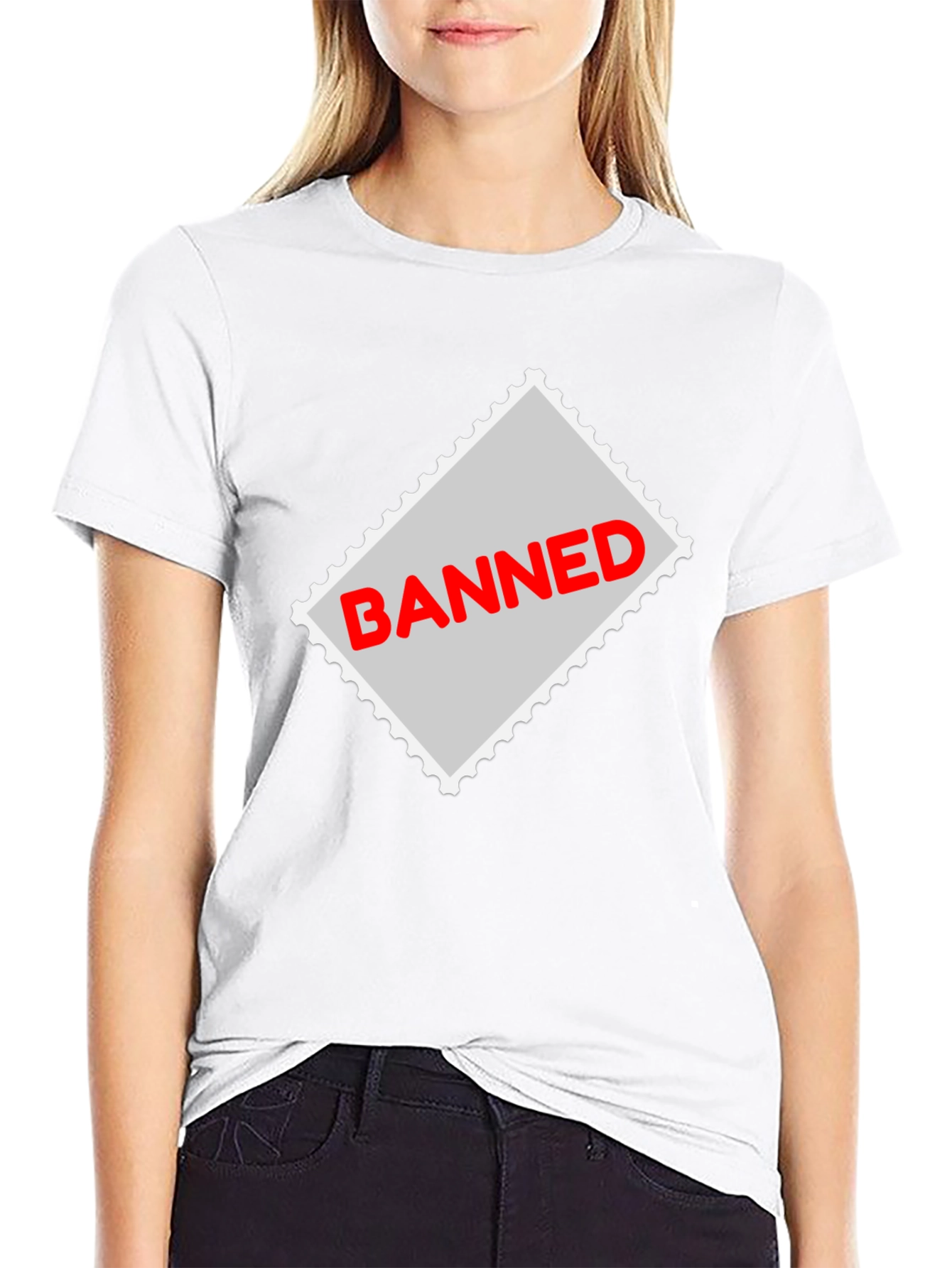 Banned Stamp Graphic Tee - Black Casual T-Shirt