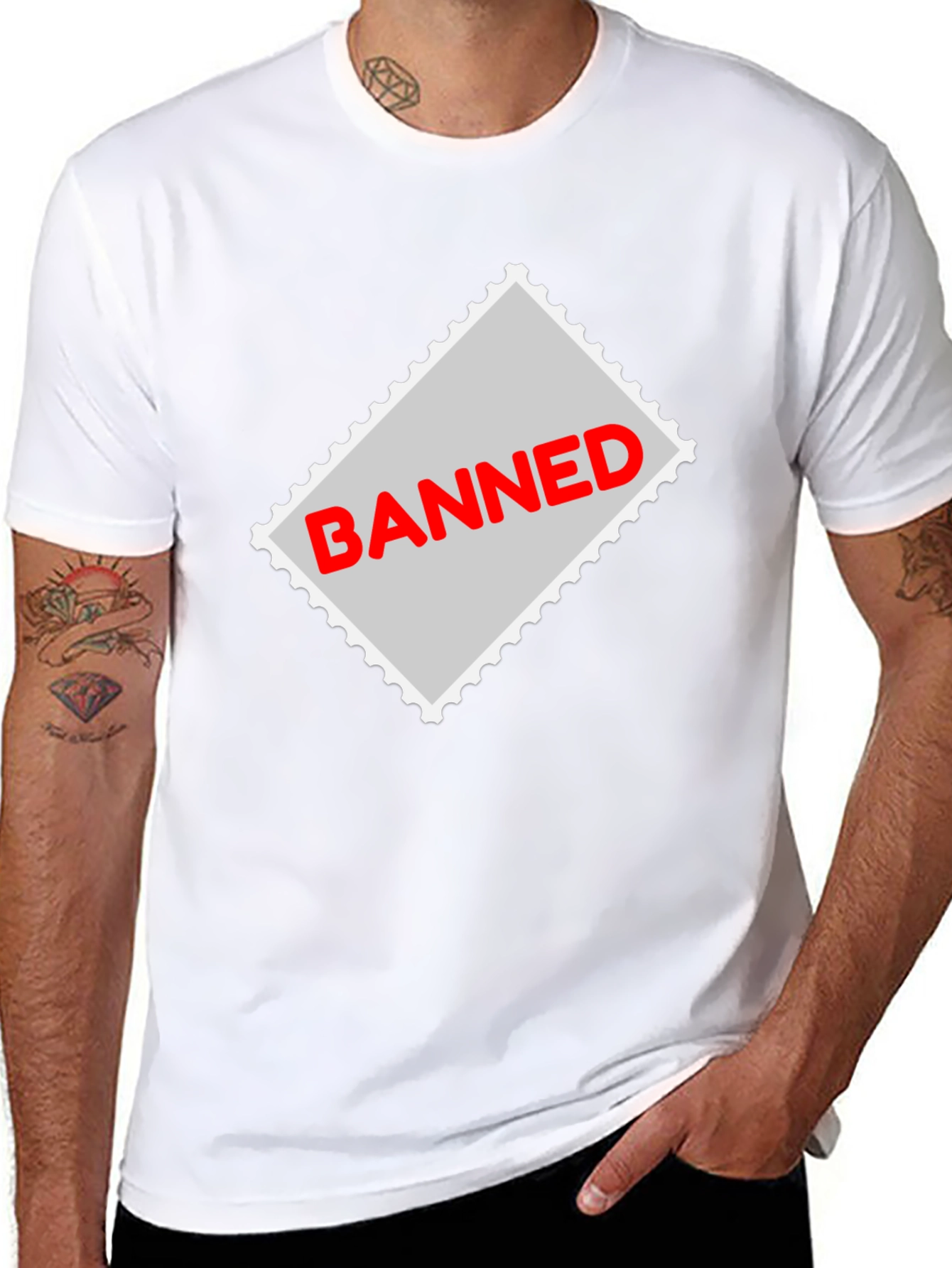 Banned Stamp Graphic Tee - Black Casual T-Shirt