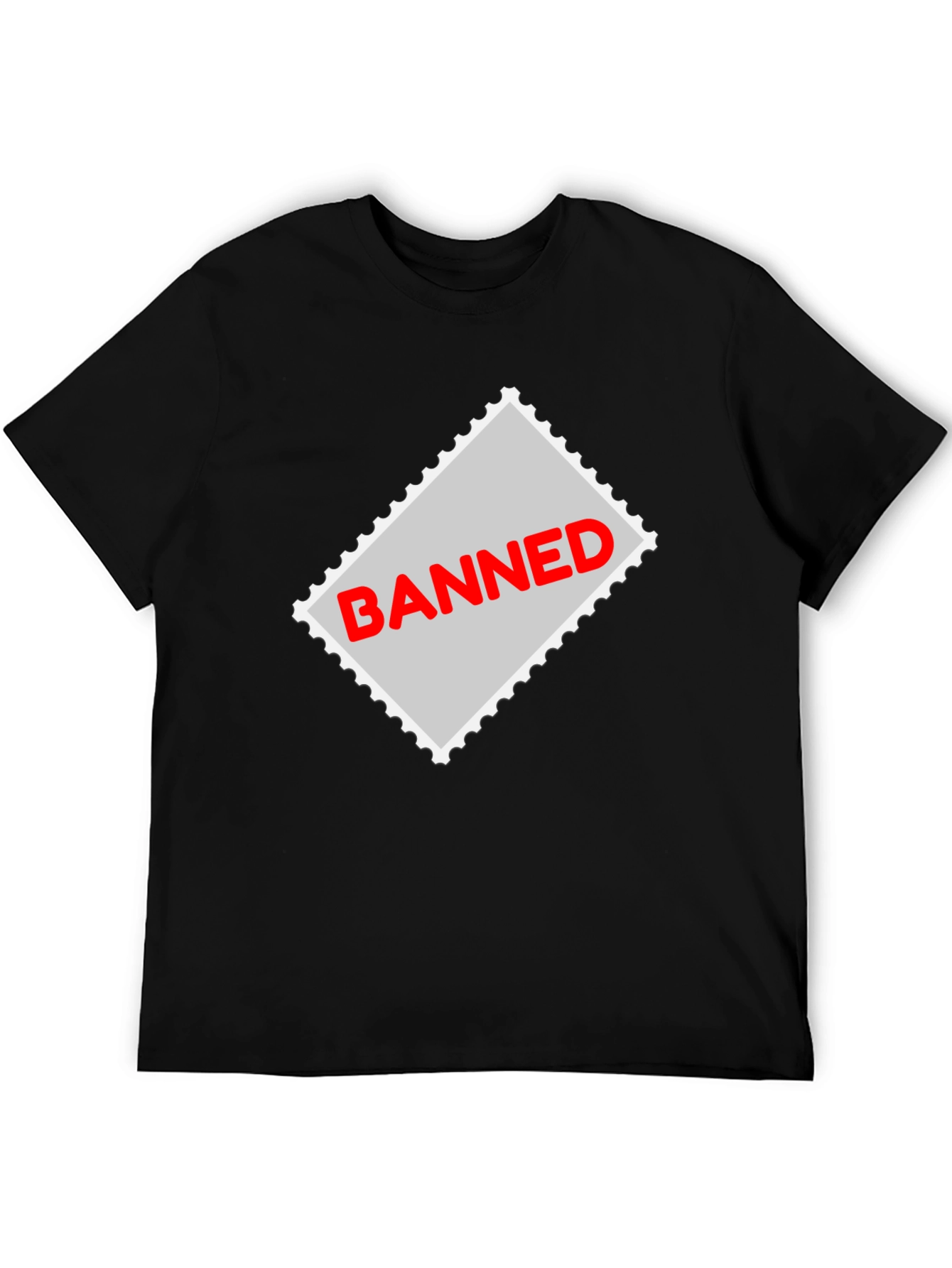 Banned Stamp Graphic Tee - Black Casual T-Shirt