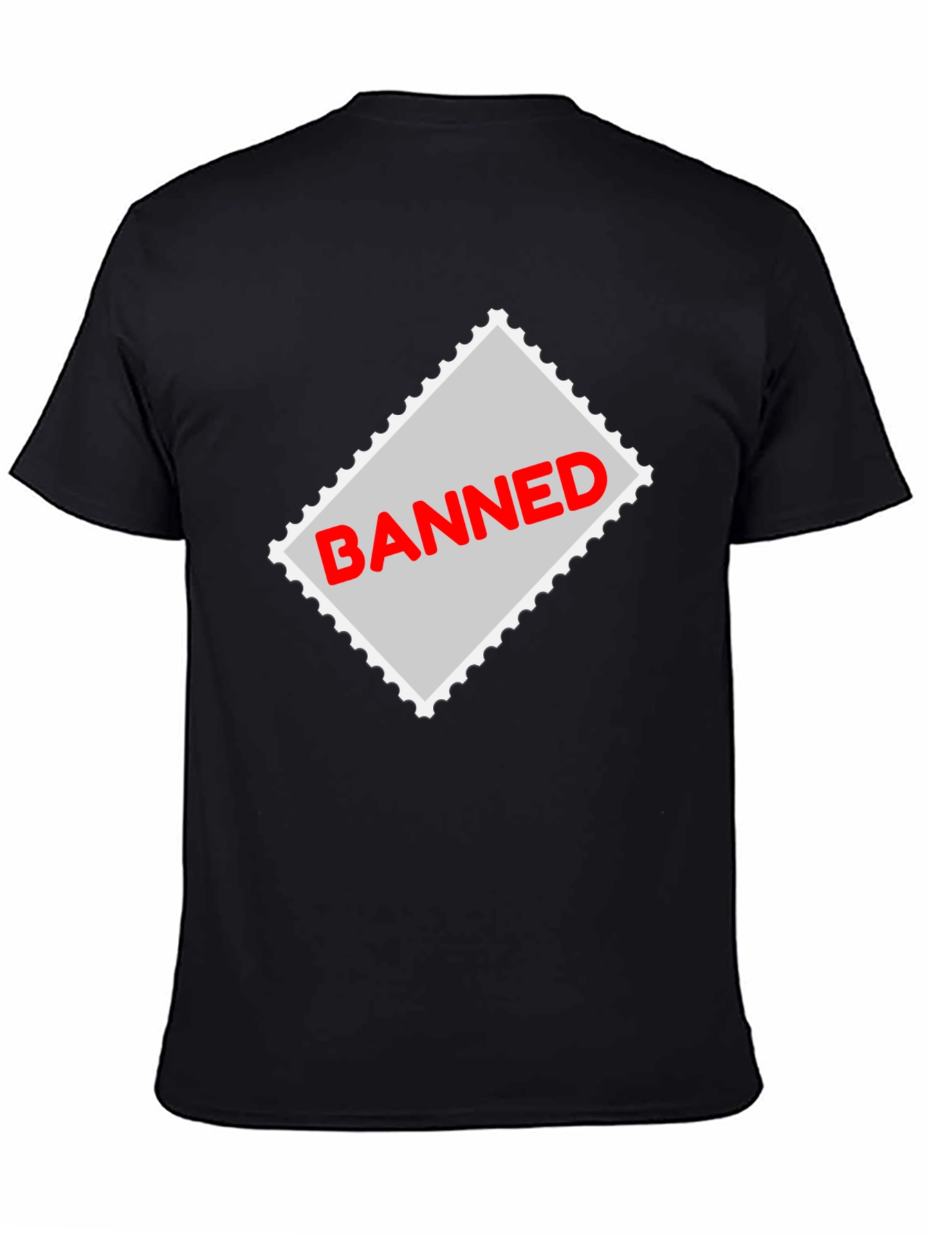 Banned Stamp Graphic Tee - Black Casual T-Shirt