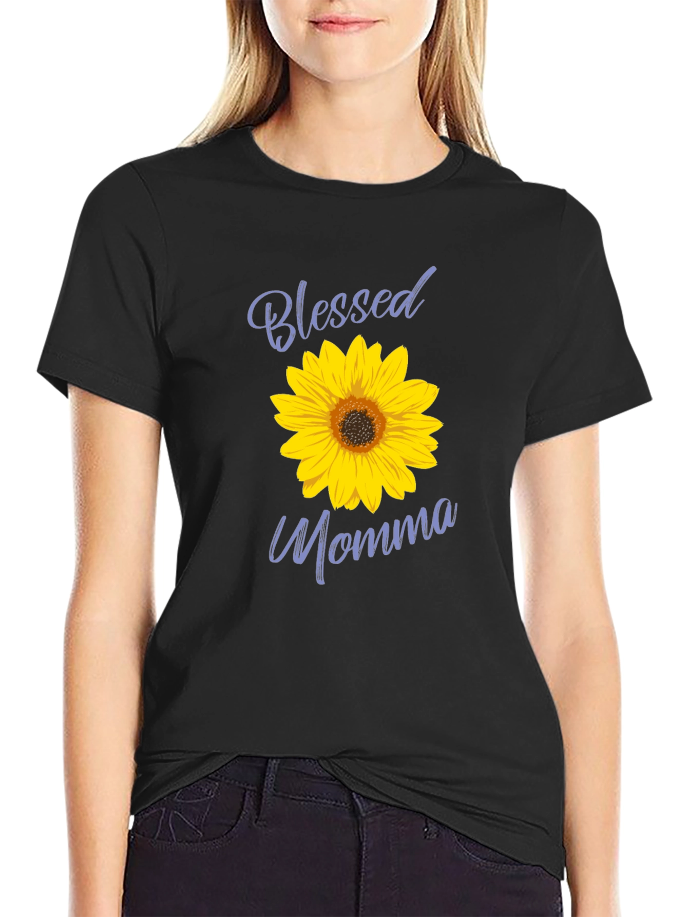 Blessed Momma Sunflower Graphic Tee