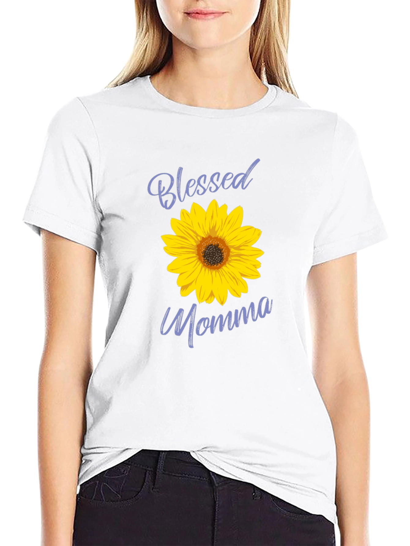 Blessed Momma Sunflower Graphic Tee