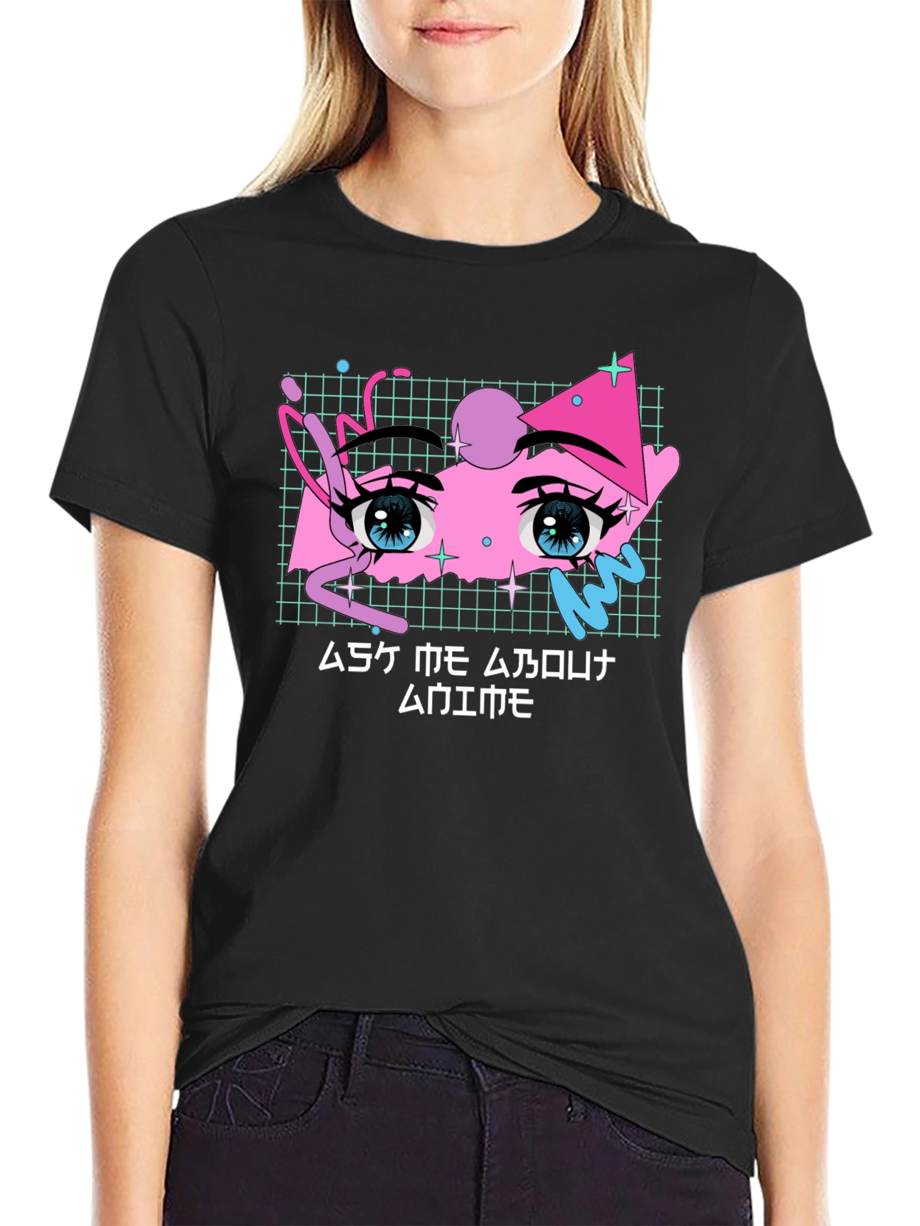 Anime Eyes Graphic Tee - Vaporwave Aesthetic