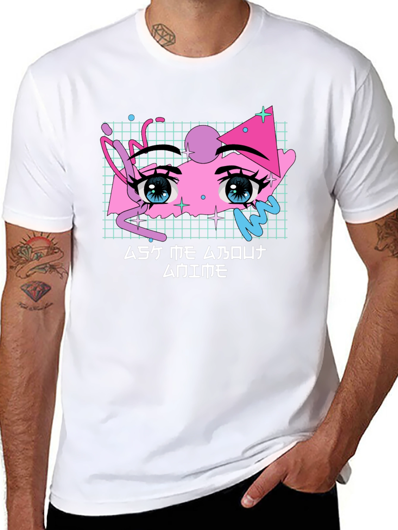 Anime Eyes Graphic Tee - Vaporwave Aesthetic