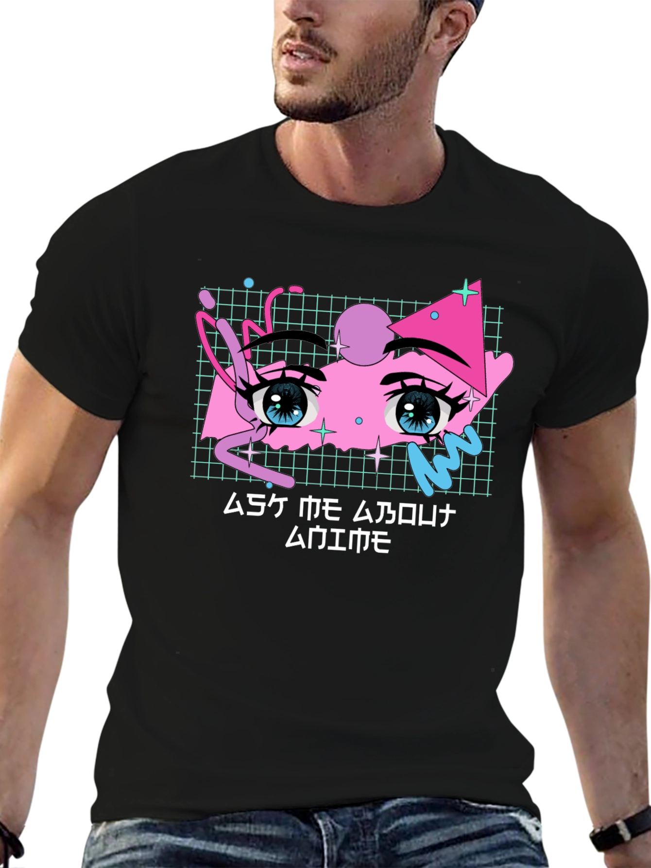 Anime Eyes Graphic Tee - Vaporwave Aesthetic