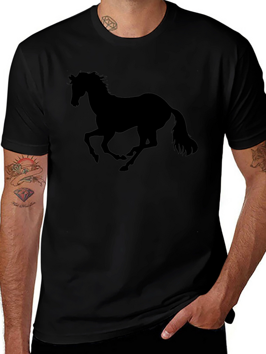 Black Horse Silhouette Graphic Tee - Mens Casual Top