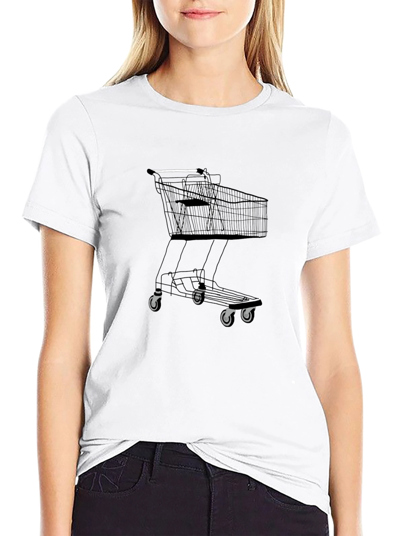 Black Shopping Cart Graphic T-Shirt
