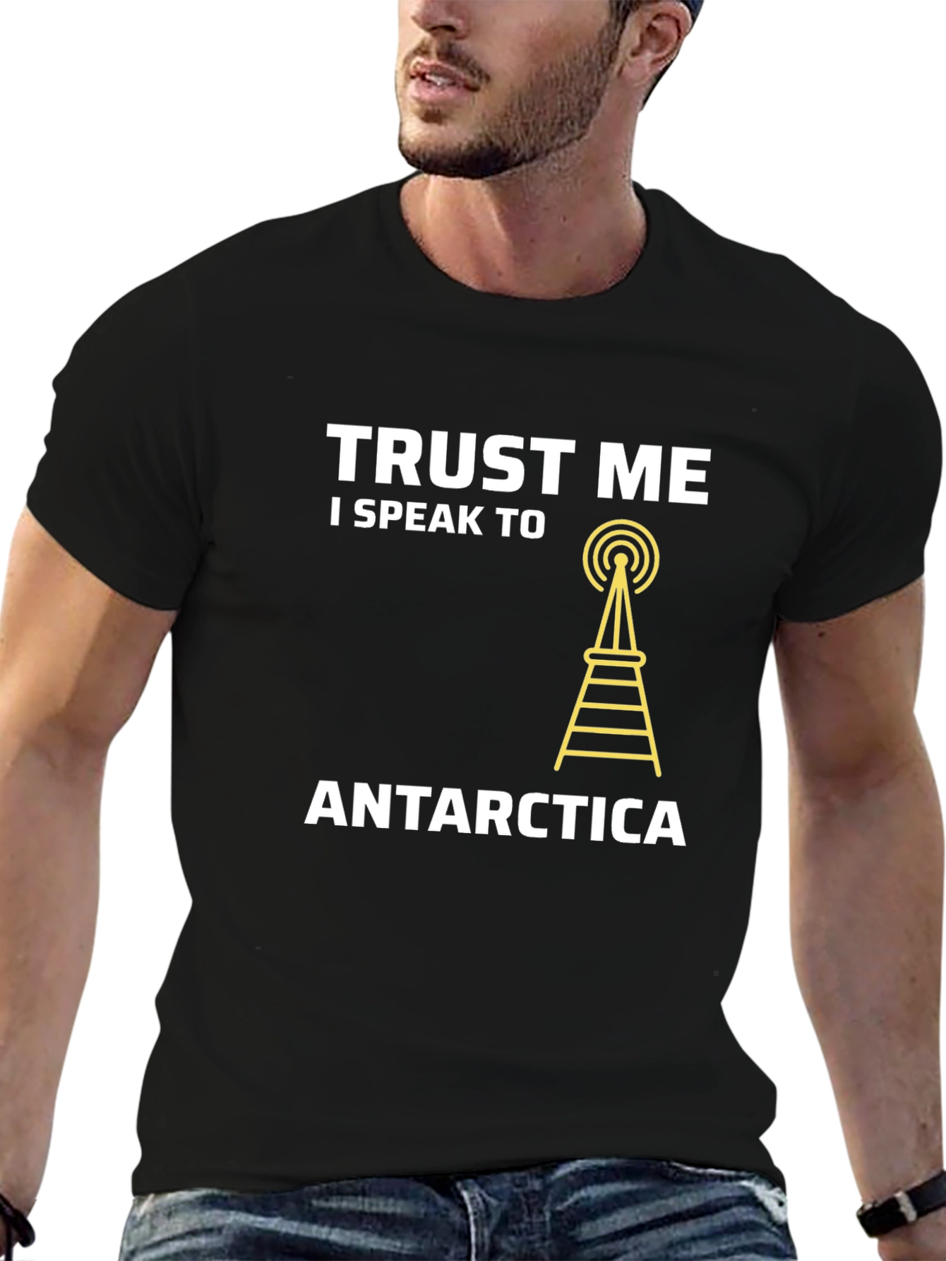 Trust Me I Speak To Antarctica Black T-Shirt