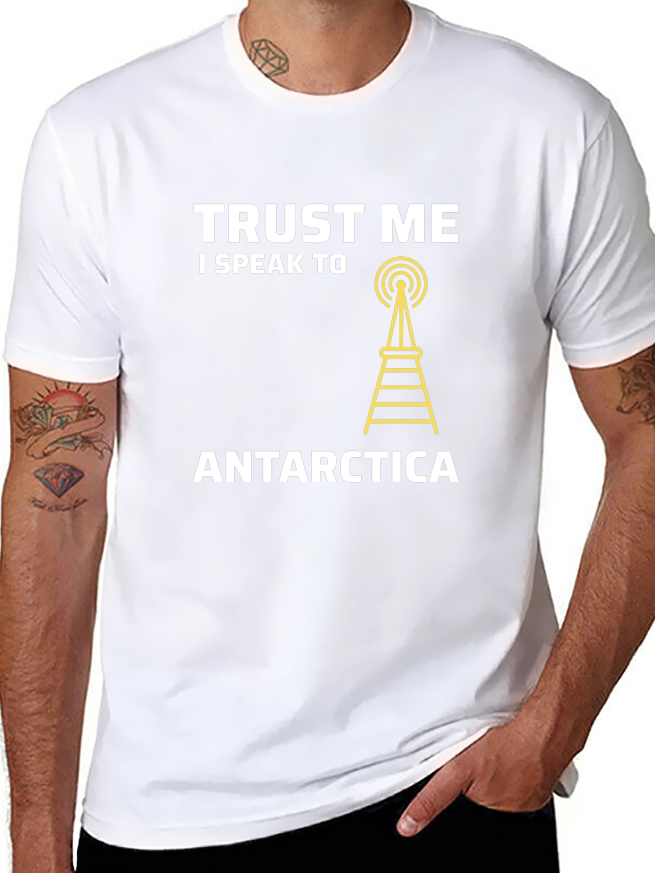 Trust Me I Speak To Antarctica Black T-Shirt