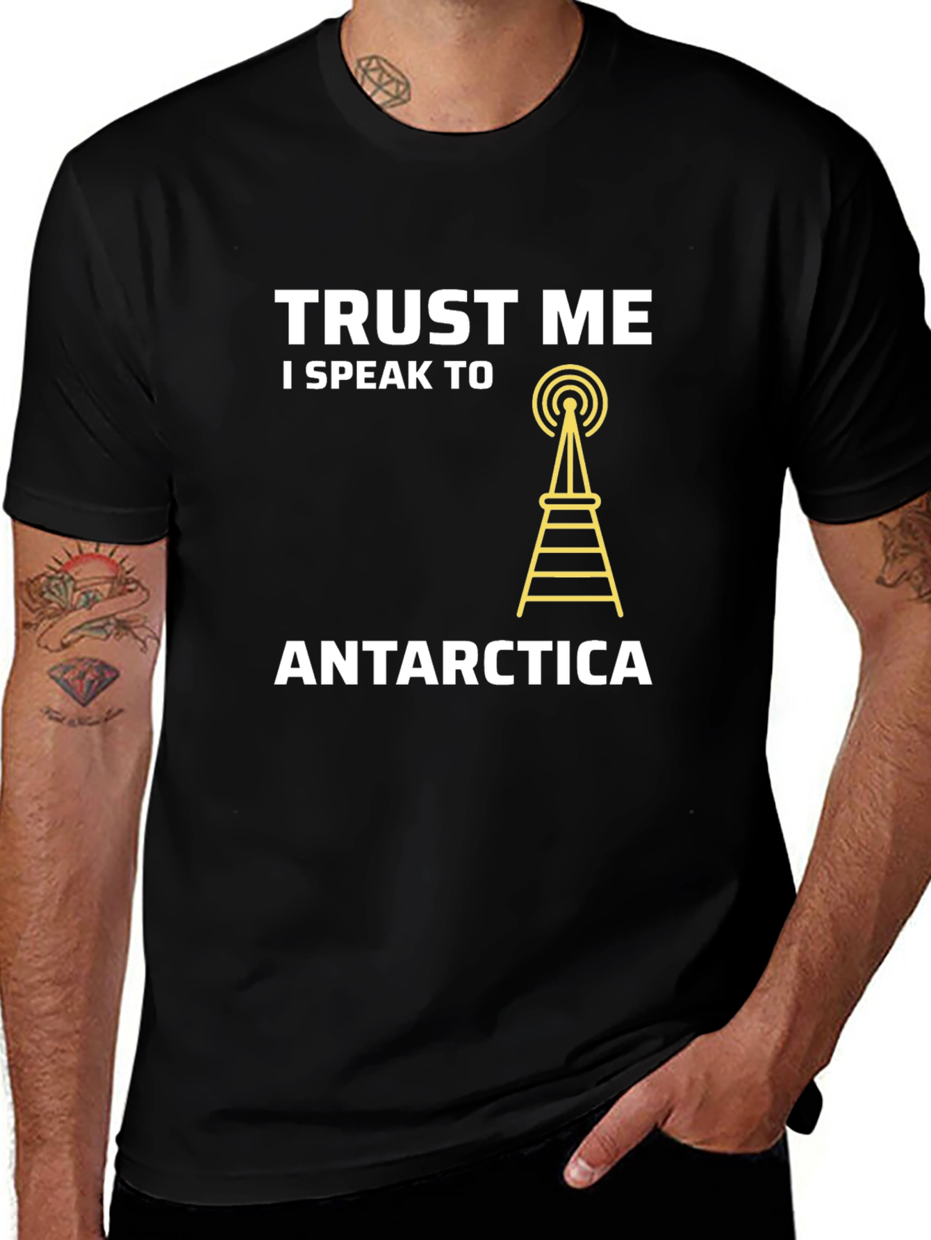 Trust Me I Speak To Antarctica Black T-Shirt