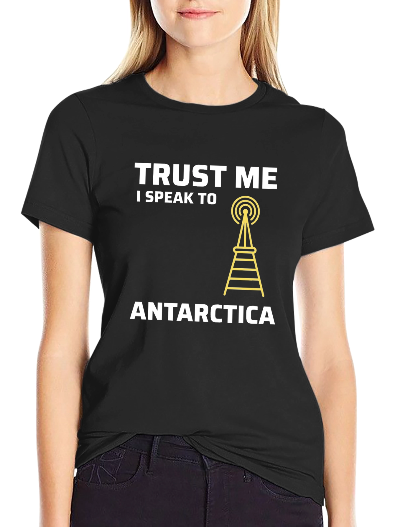Trust Me I Speak To Antarctica Black T-Shirt