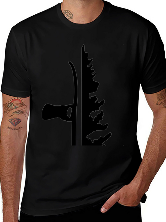 Axe & Pine Tree Silhouette Black T-Shirt