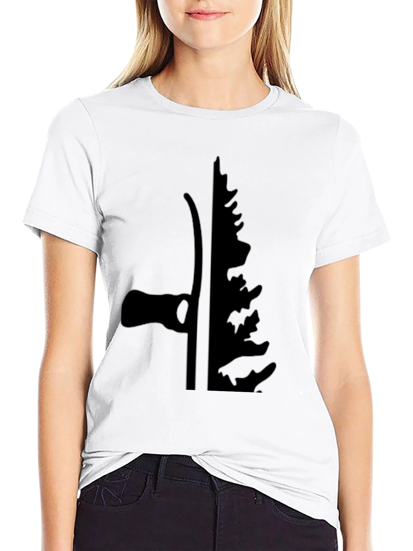 Axe & Pine Tree Silhouette Black T-Shirt