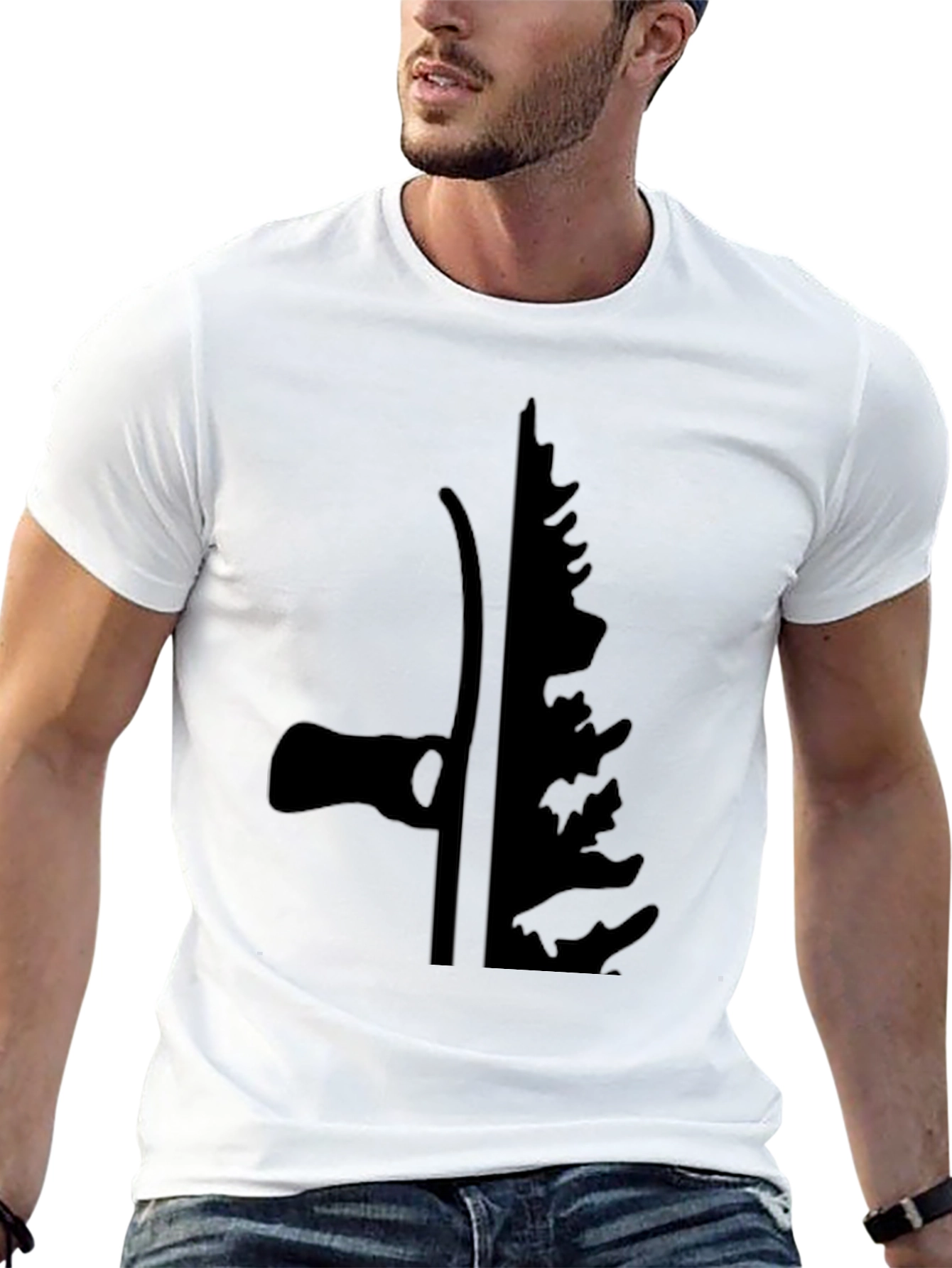 Axe & Pine Tree Silhouette Black T-Shirt