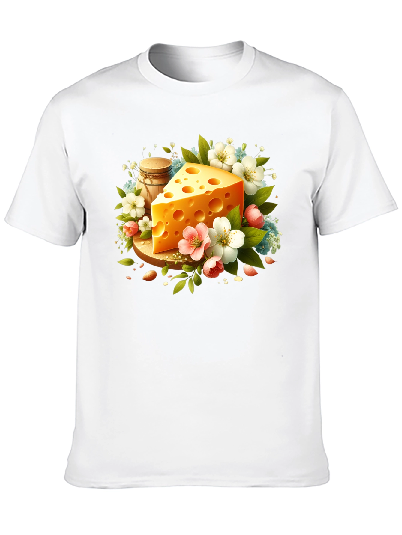 Whimsical Cheese & Floral Graphic Tee