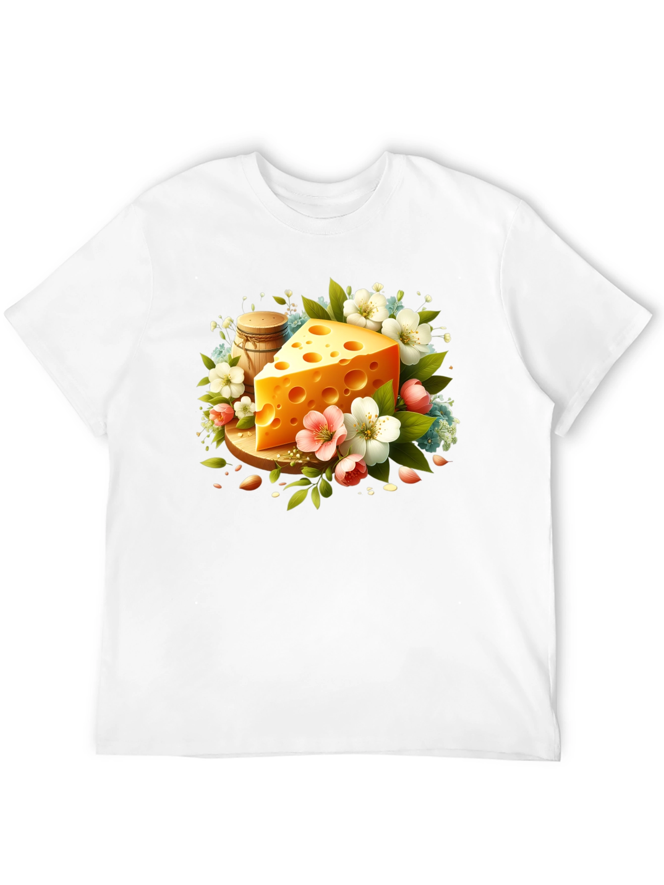 Whimsical Cheese & Floral Graphic Tee