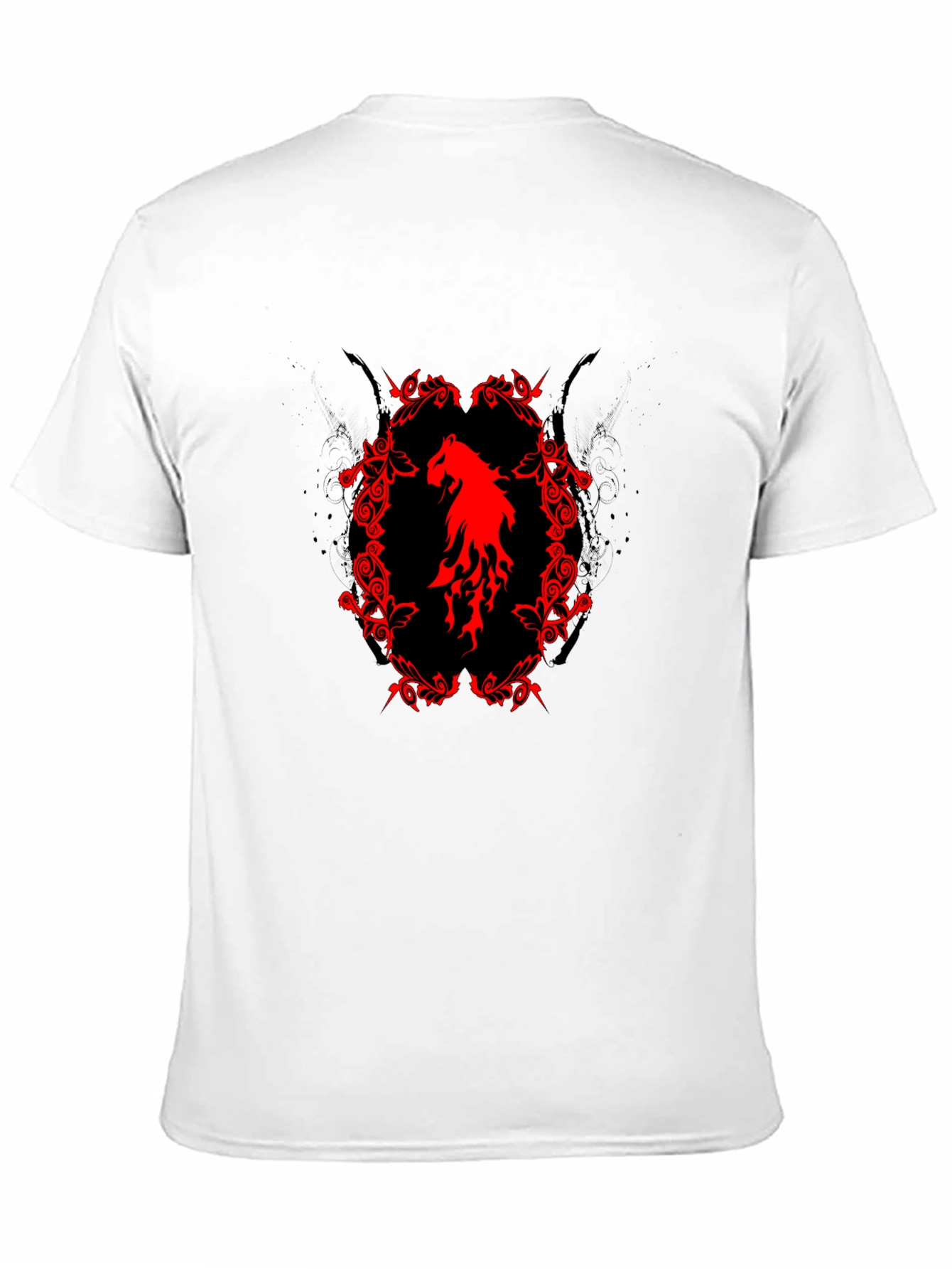 Black T-Shirt with Red Horse Graphic
