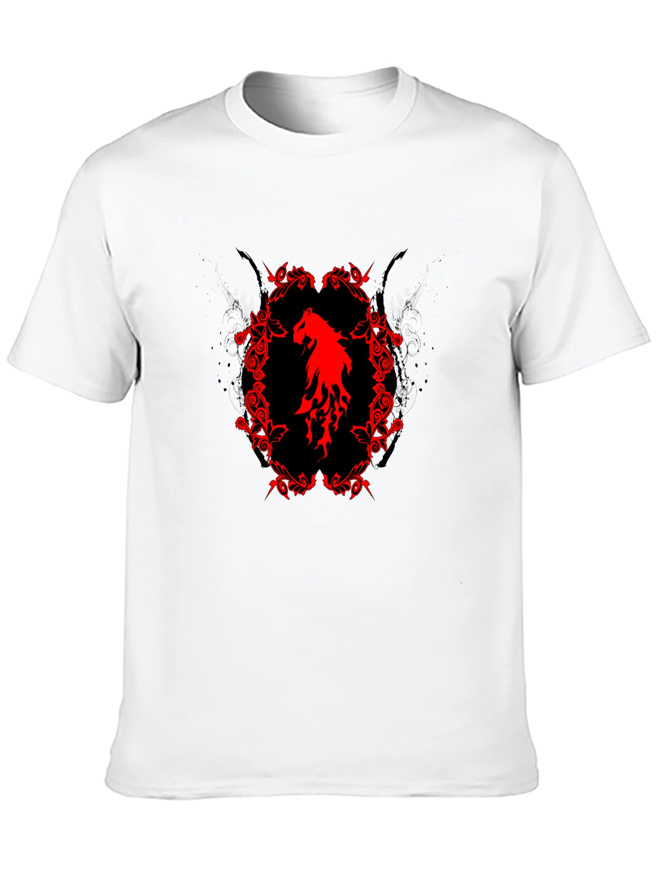 Black T-Shirt with Red Horse Graphic