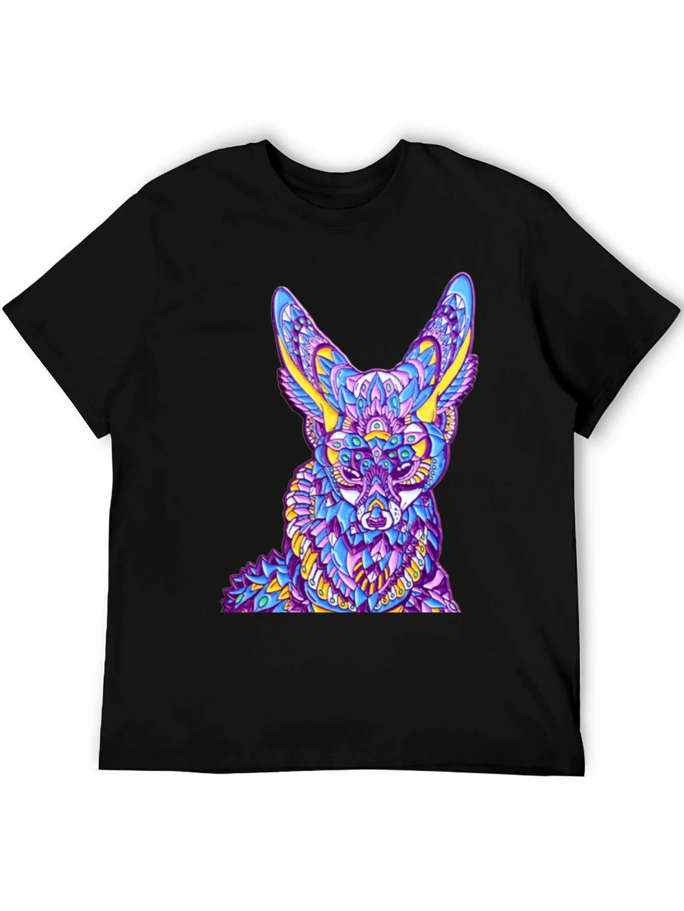 Abstract Fox Graphic Black T-Shirt