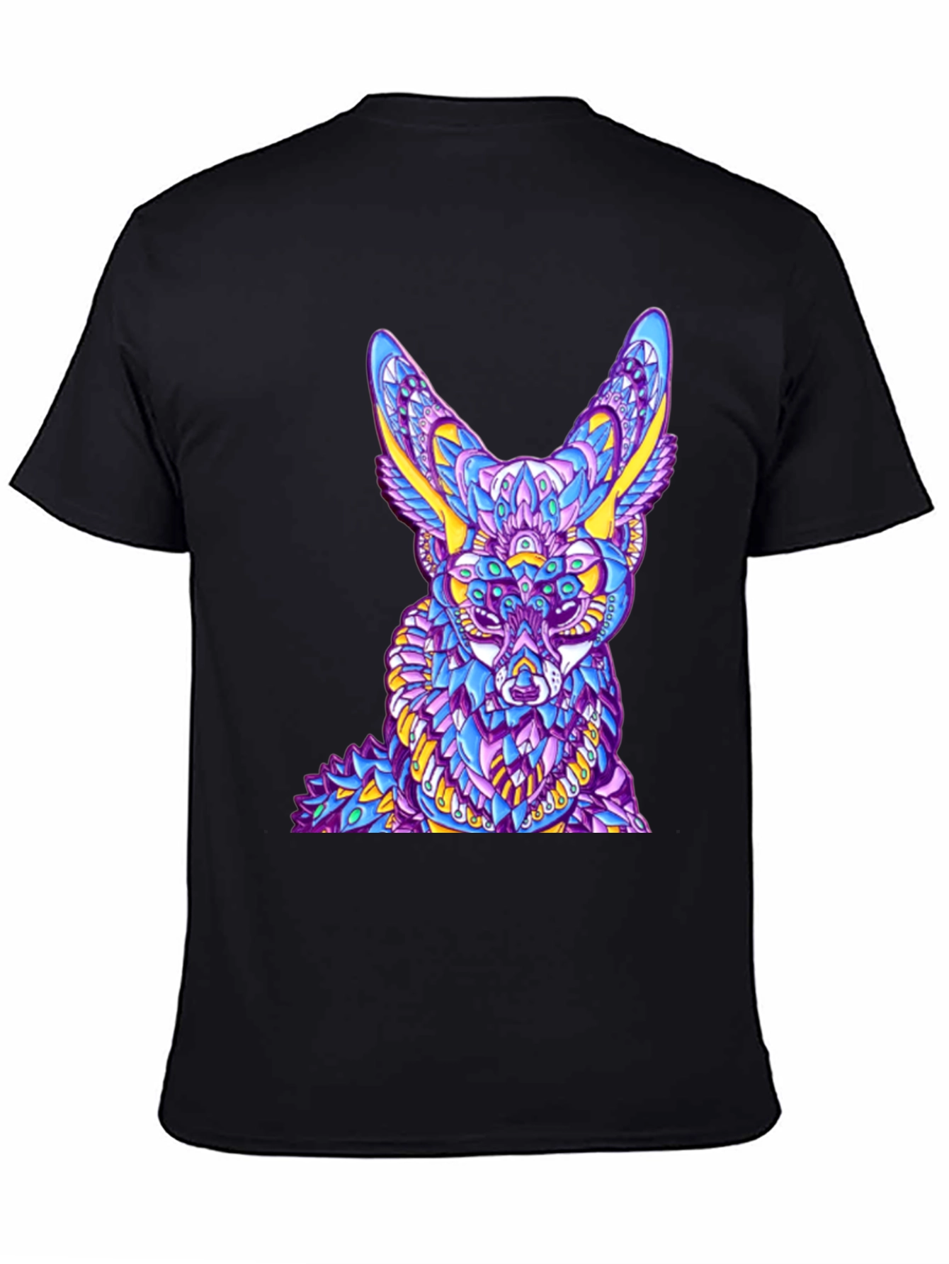 Abstract Fox Graphic Black T-Shirt