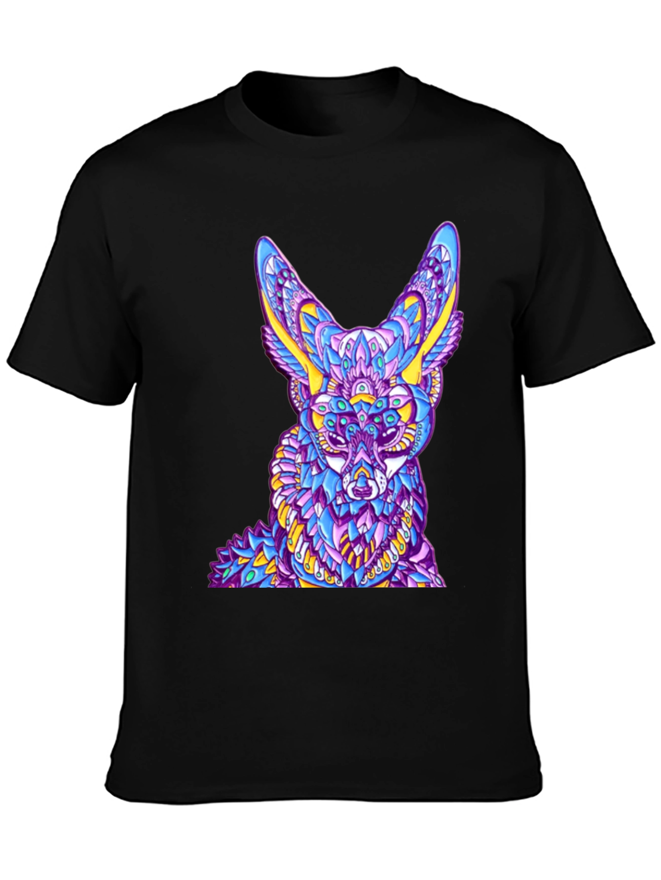 Abstract Fox Graphic Black T-Shirt