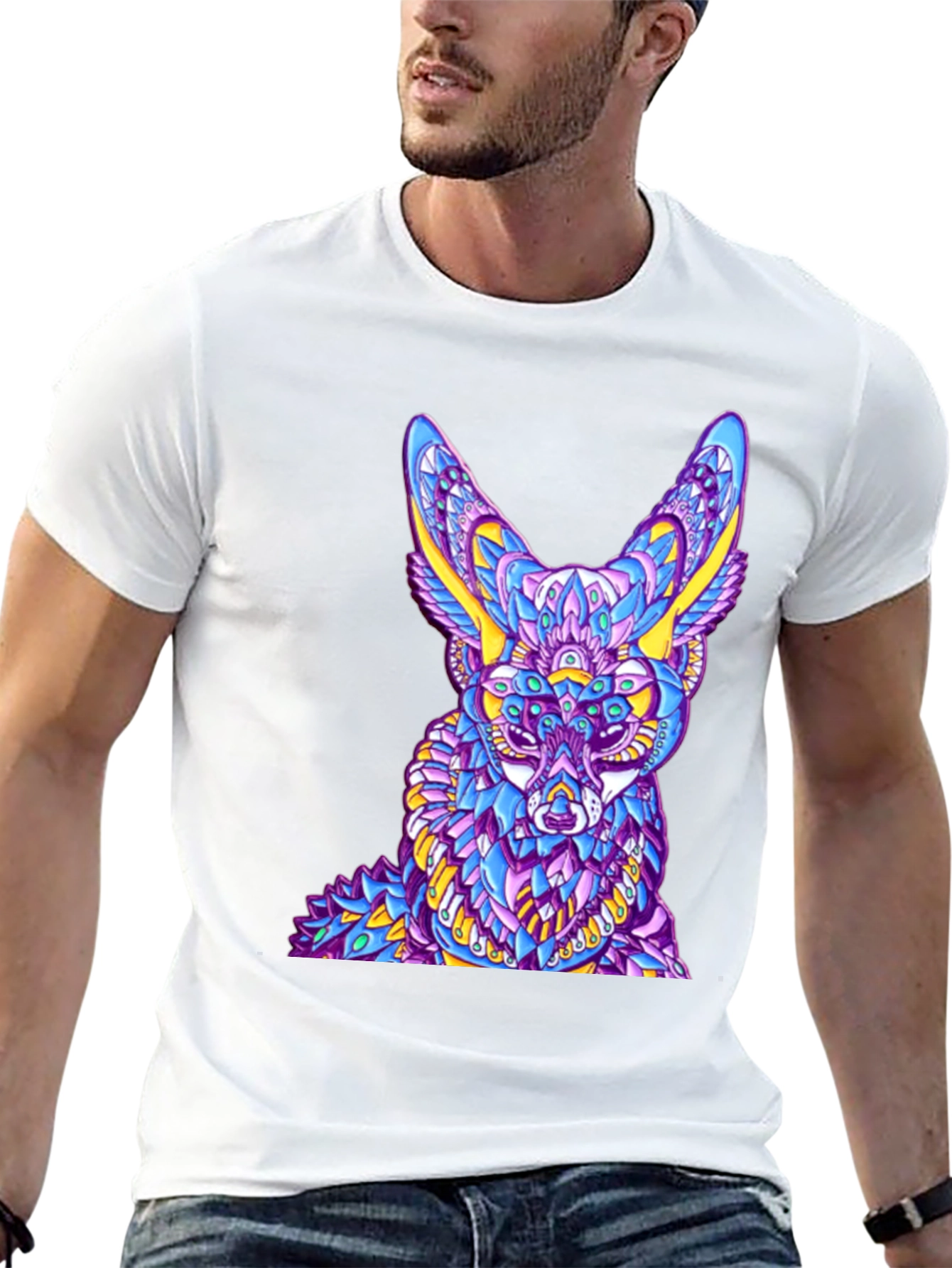 Abstract Fox Graphic Black T-Shirt
