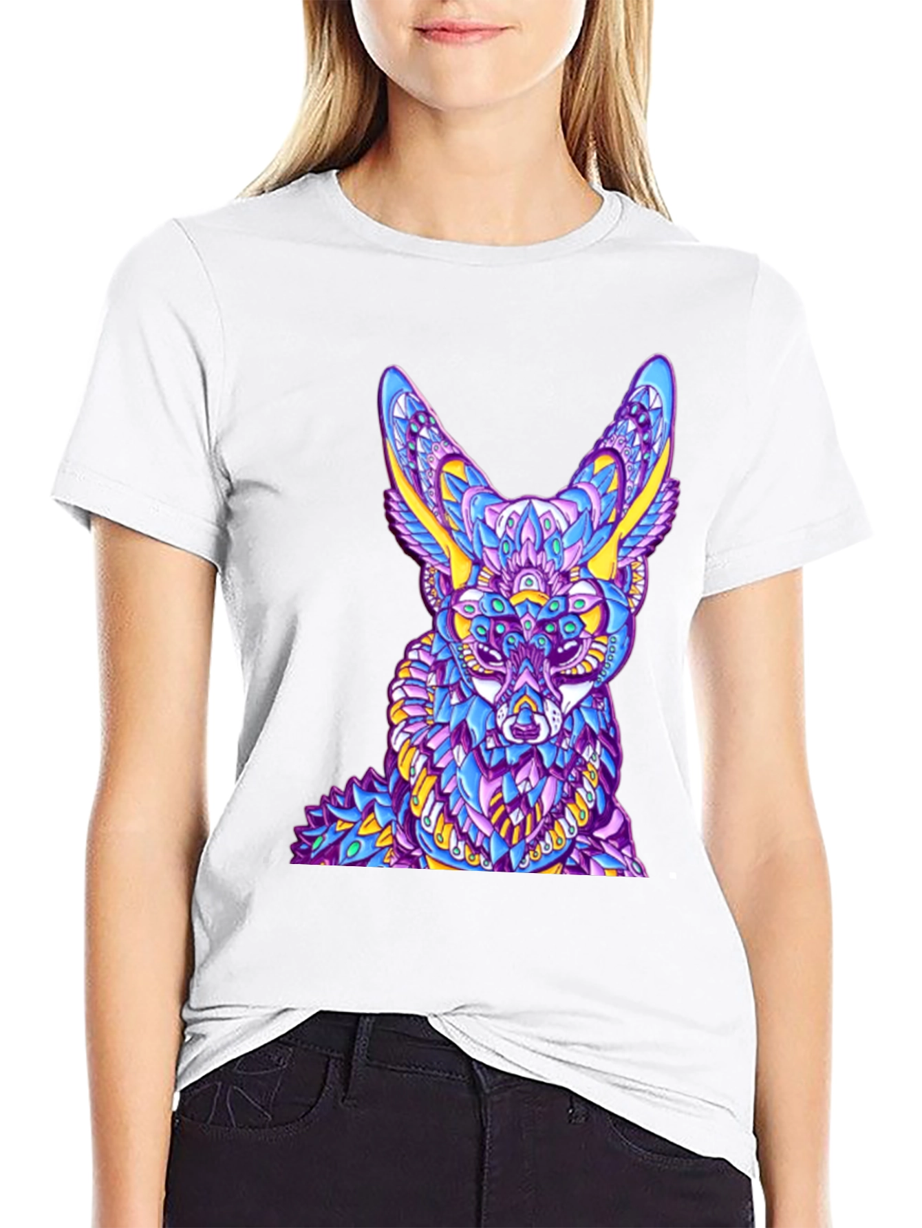 Abstract Fox Graphic Black T-Shirt