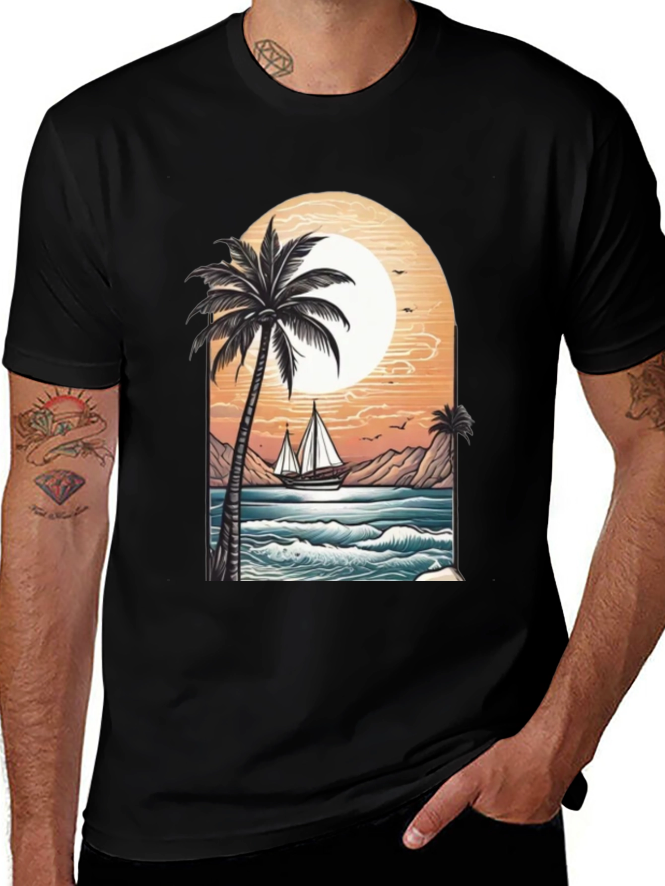Tropical Paradise Graphic Tee - Black