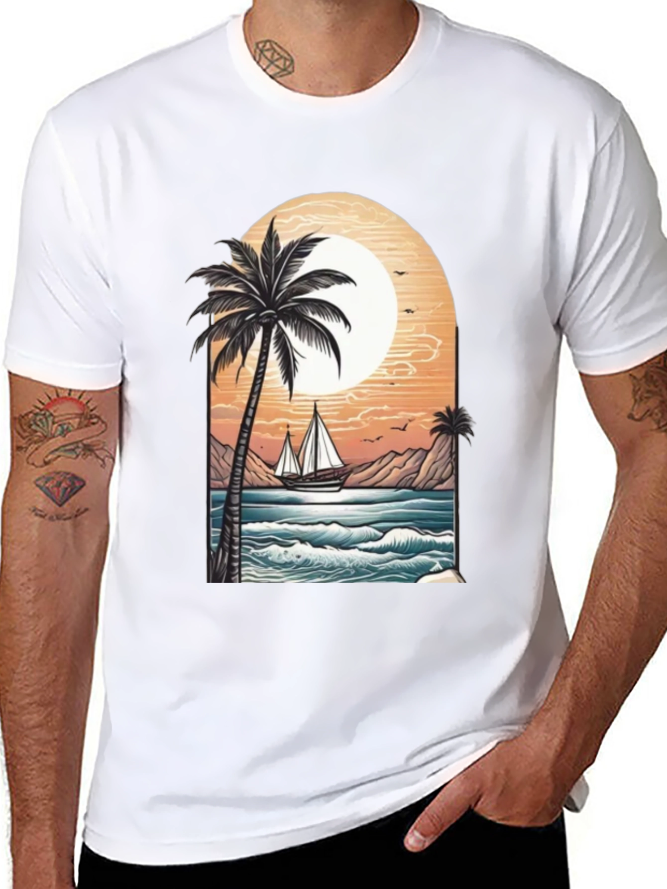 Tropical Paradise Graphic Tee - Black