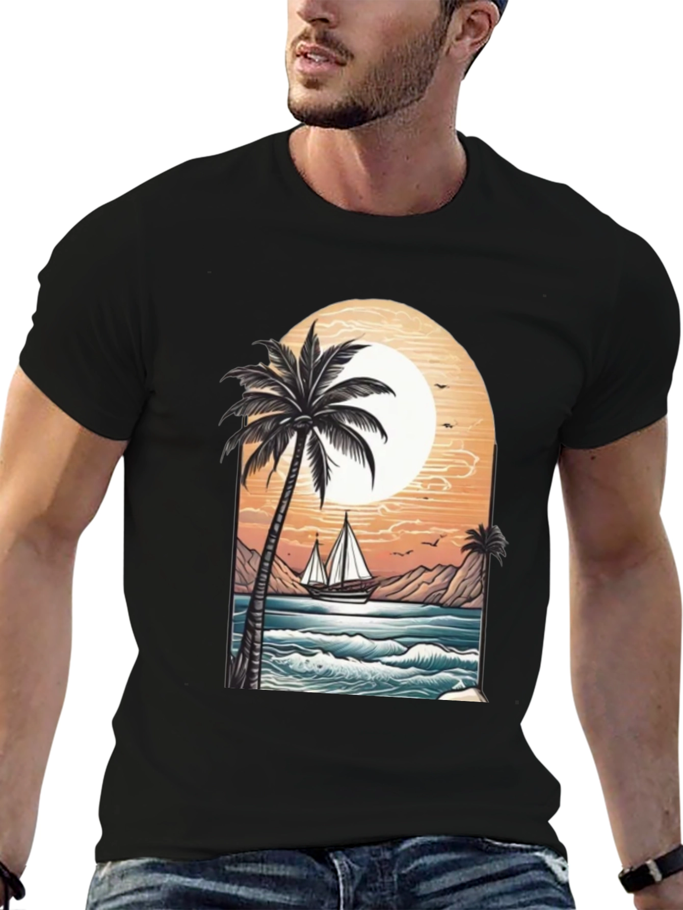 Tropical Paradise Graphic Tee - Black