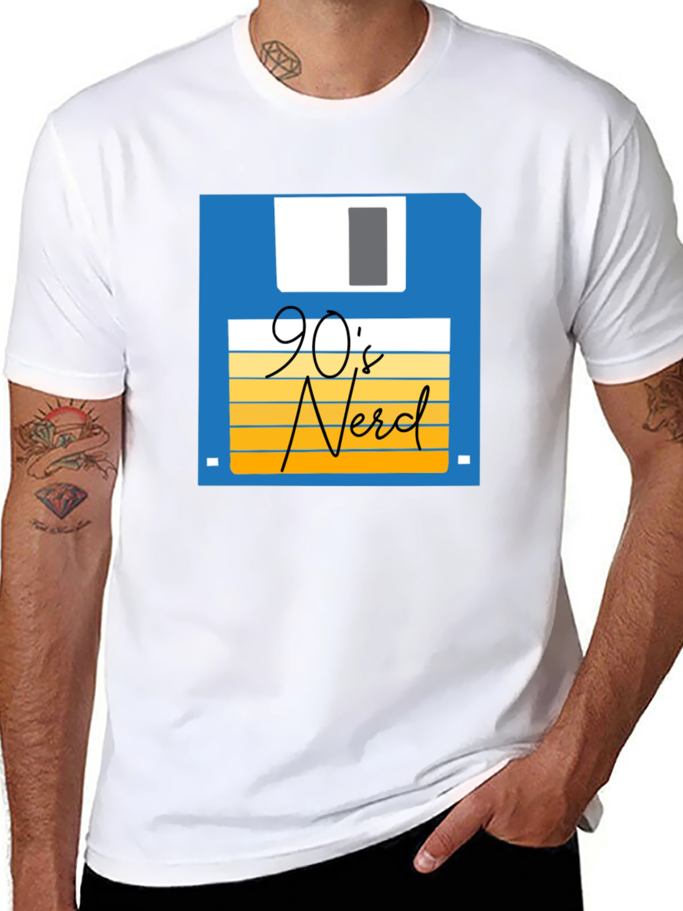 90s Nerd T-Shirt - Retro Floppy Disk Design