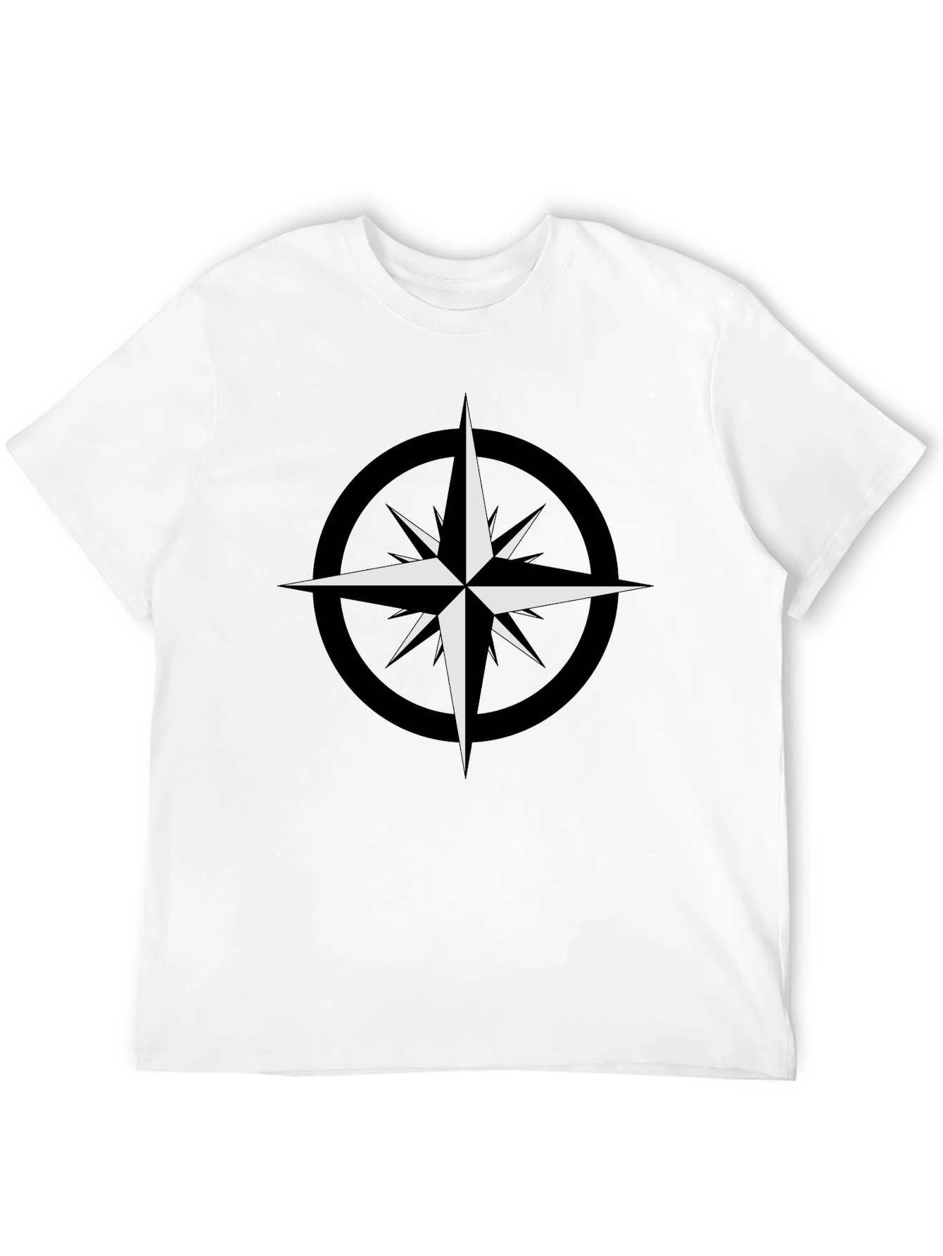 Black T-Shirt with Compass Star Graphic
