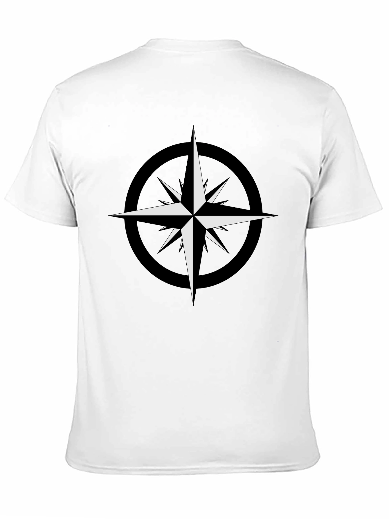 Black T-Shirt with Compass Star Graphic