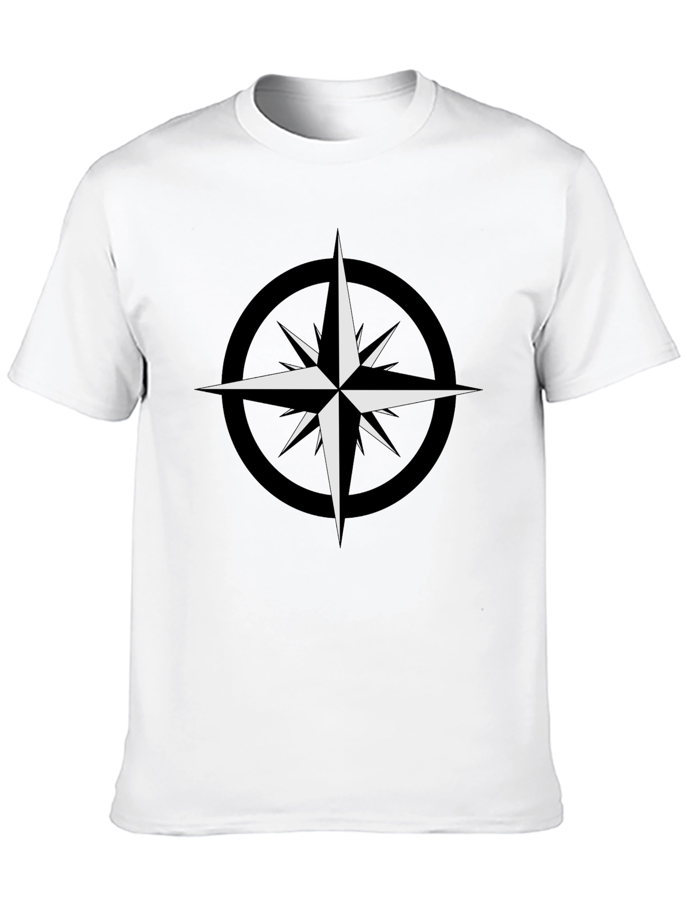 Black T-Shirt with Compass Star Graphic