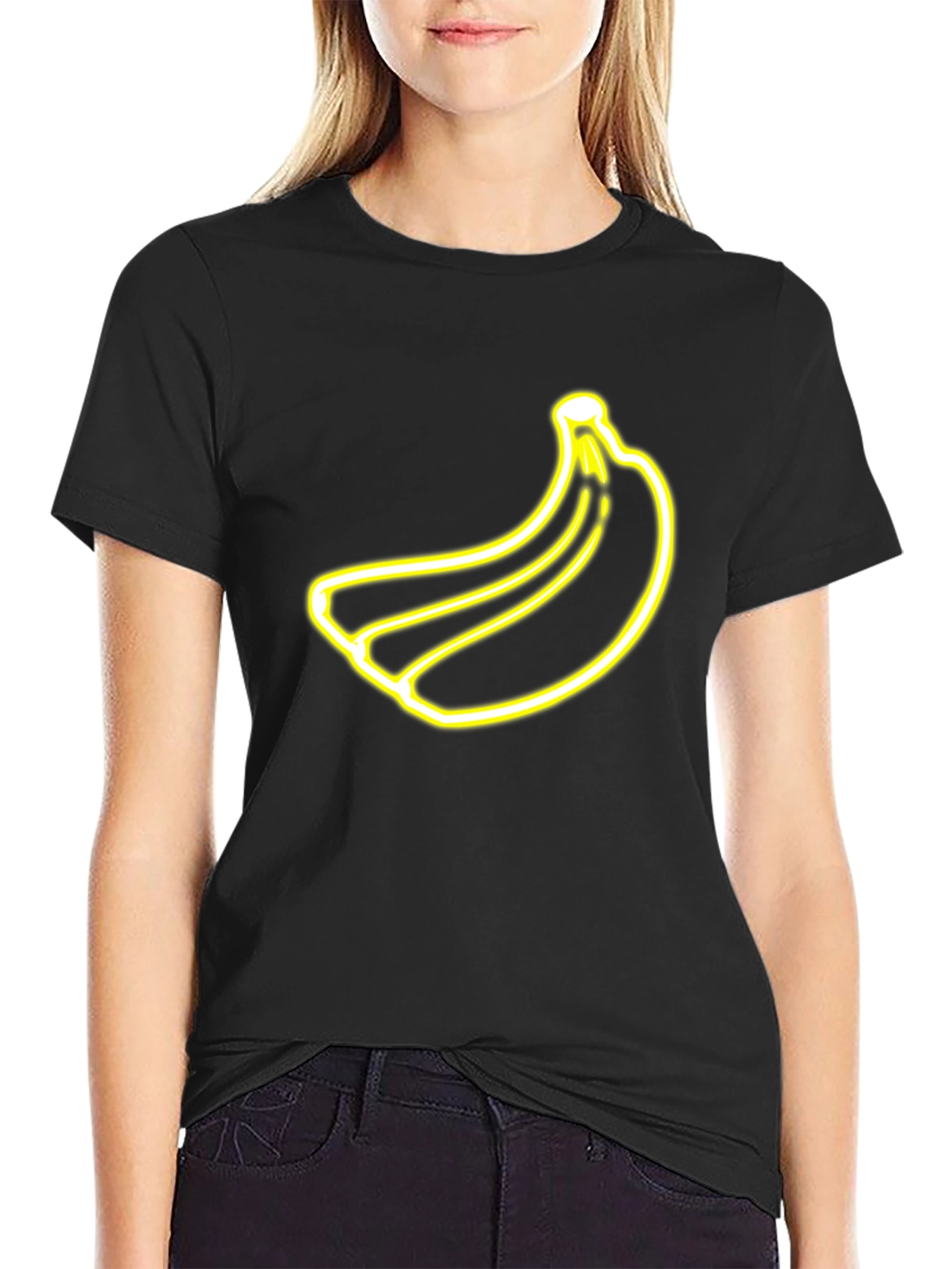 Banana Neon Graphic Black T-Shirt